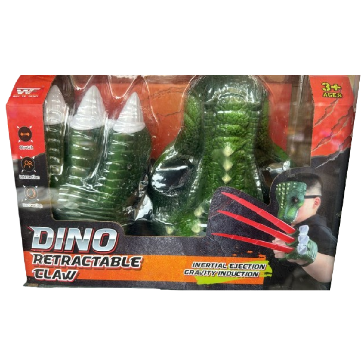 JurassicToy™ Máscara dinosaurio + Garra retráctil