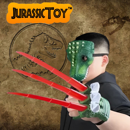 JurassicToy™ Máscara dinosaurio + Garra retráctil